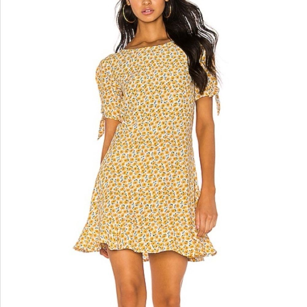 New Faithfull The Brand Yellow Marguerite Flower Daphne Dress‎ Size 6
